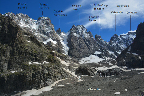 Panorama sur le Pelvoux vu du Glacier Noir